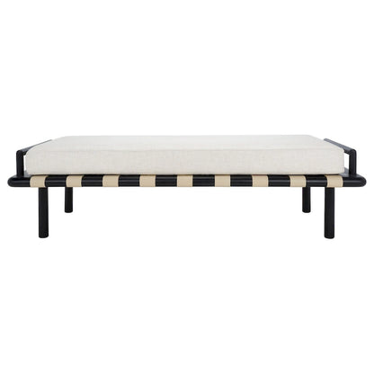 Banc à coussins en teck Grizelda de SAFAVIEH Couture - 178 cm L x 66 cm P x 48 cm H
