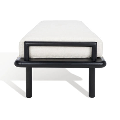 Banc à coussins en teck Grizelda de SAFAVIEH Couture - 178 cm L x 66 cm P x 48 cm H