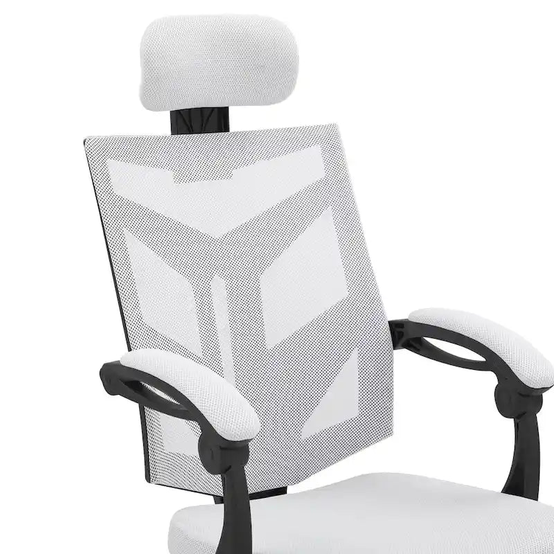 Chaise de bureau ergonomique réglable avec appui-tête, chaise de bureau ergonomique à dossier haut en maille avec soutien lombaire et roulettes