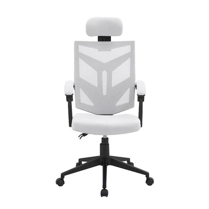 Chaise de bureau ergonomique réglable avec appui-tête, chaise de bureau ergonomique à dossier haut en maille avec soutien lombaire et roulettes