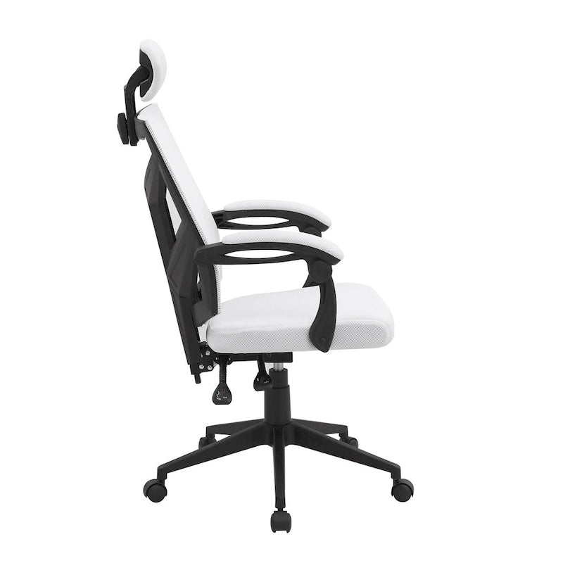 Chaise de bureau ergonomique réglable avec appui-tête, chaise de bureau ergonomique à dossier haut en maille avec soutien lombaire et roulettes