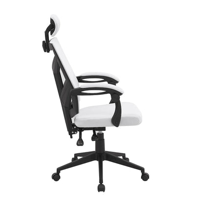 Chaise de bureau ergonomique réglable avec appui-tête, chaise de bureau ergonomique à dossier haut en maille avec soutien lombaire et roulettes