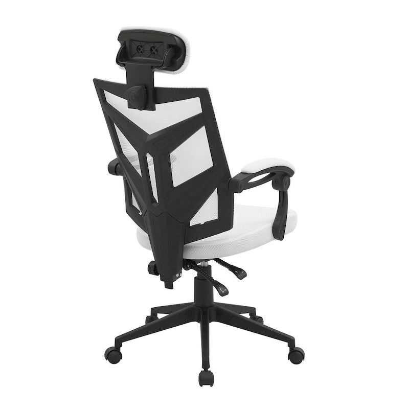 Chaise de bureau ergonomique réglable avec appui-tête, chaise de bureau ergonomique à dossier haut en maille avec soutien lombaire et roulettes