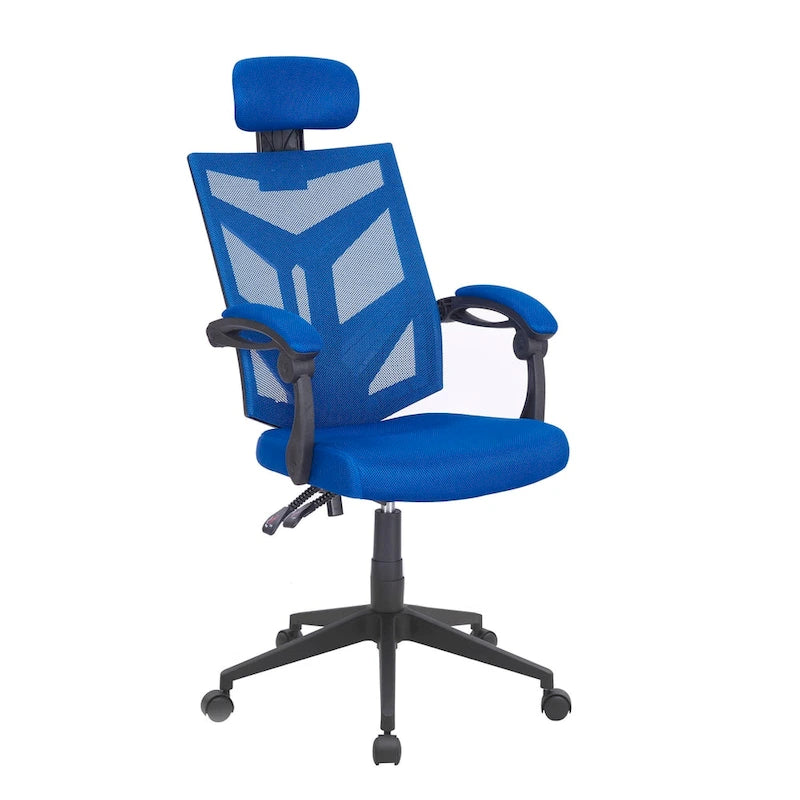 Chaise de bureau ergonomique réglable avec appui-tête, chaise de bureau ergonomique à dossier haut en maille avec soutien lombaire et roulettes