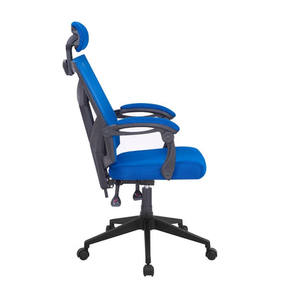 Chaise de bureau ergonomique réglable avec appui-tête, chaise de bureau ergonomique à dossier haut en maille avec soutien lombaire et roulettes