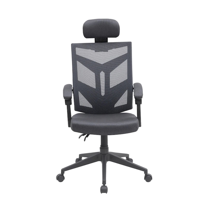 Chaise de bureau ergonomique réglable avec appui-tête, chaise de bureau ergonomique à dossier haut en maille avec soutien lombaire et roulettes