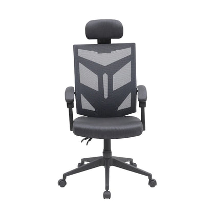 Chaise de bureau ergonomique réglable avec appui-tête, chaise de bureau ergonomique à dossier haut en maille avec soutien lombaire et roulettes