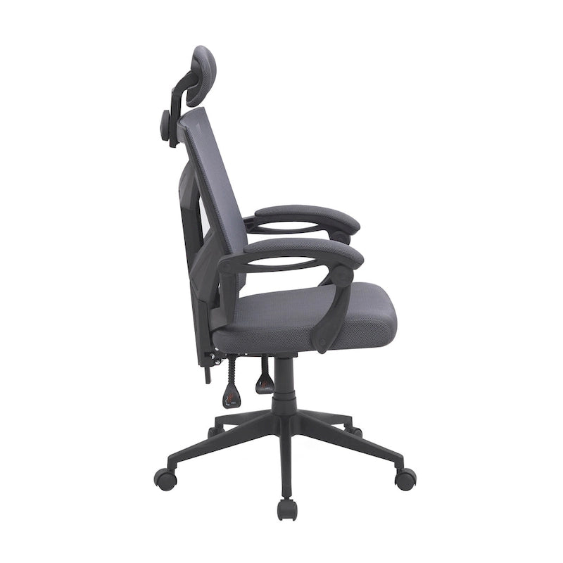 Chaise de bureau ergonomique réglable avec appui-tête, chaise de bureau ergonomique à dossier haut en maille avec soutien lombaire et roulettes