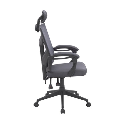 Chaise de bureau ergonomique réglable avec appui-tête, chaise de bureau ergonomique à dossier haut en maille avec soutien lombaire et roulettes