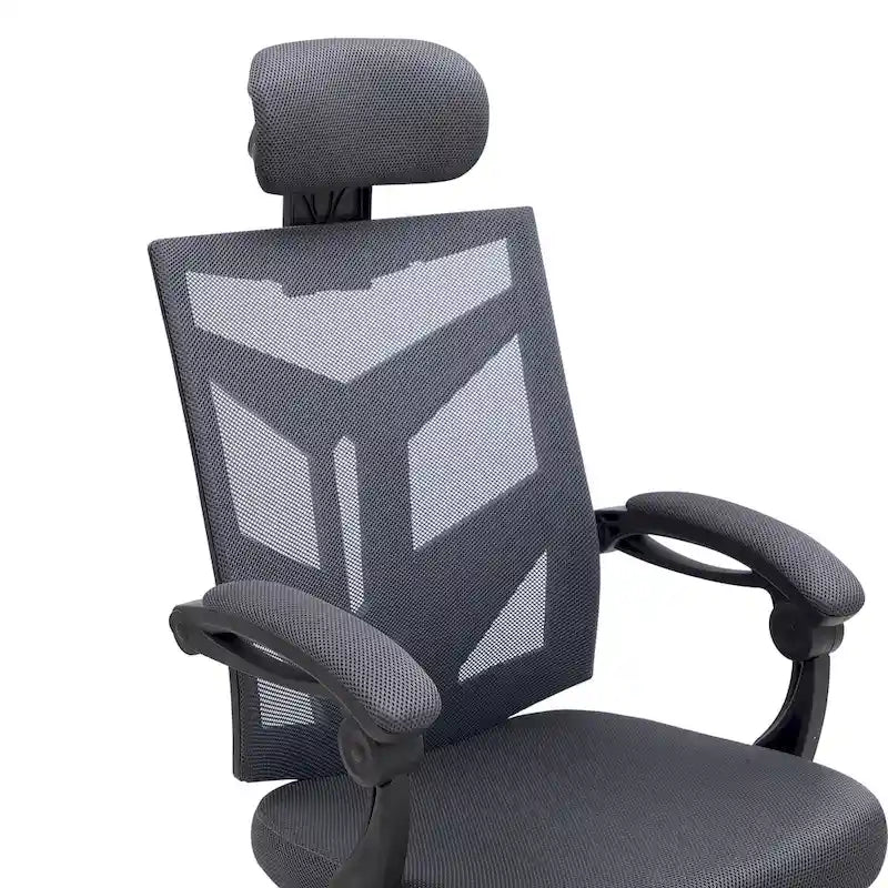 Chaise de bureau ergonomique réglable avec appui-tête, chaise de bureau ergonomique à dossier haut en maille avec soutien lombaire et roulettes