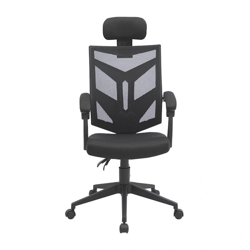 Chaise de bureau ergonomique réglable avec appui-tête, chaise de bureau ergonomique à dossier haut en maille avec soutien lombaire et roulettes