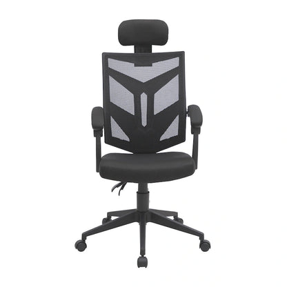Chaise de bureau ergonomique réglable avec appui-tête, chaise de bureau ergonomique à dossier haut en maille avec soutien lombaire et roulettes