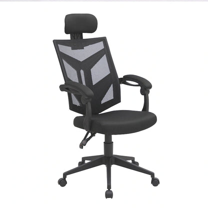 Chaise de bureau ergonomique réglable avec appui-tête, chaise de bureau ergonomique à dossier haut en maille avec soutien lombaire et roulettes
