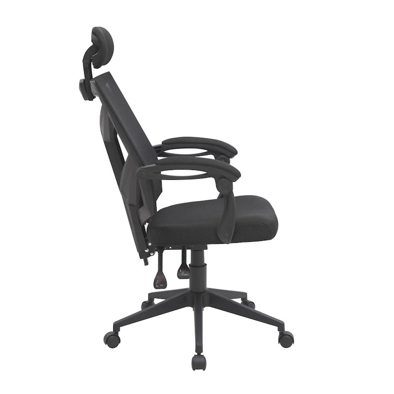Chaise de bureau ergonomique réglable avec appui-tête, chaise de bureau ergonomique à dossier haut en maille avec soutien lombaire et roulettes