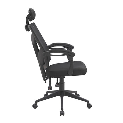 Chaise de bureau ergonomique réglable avec appui-tête, chaise de bureau ergonomique à dossier haut en maille avec soutien lombaire et roulettes