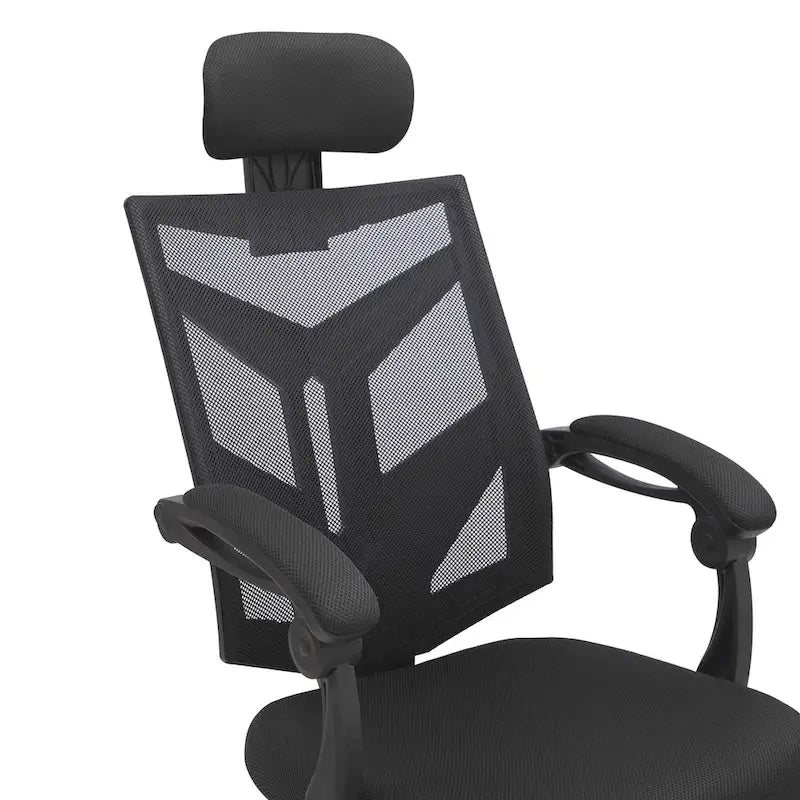 Chaise de bureau ergonomique réglable avec appui-tête, chaise de bureau ergonomique à dossier haut en maille avec soutien lombaire et roulettes