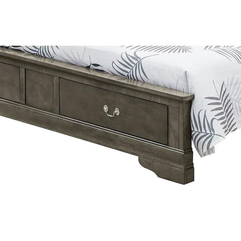 Lit Louis Philippe King avec rangement et panneaux de bois