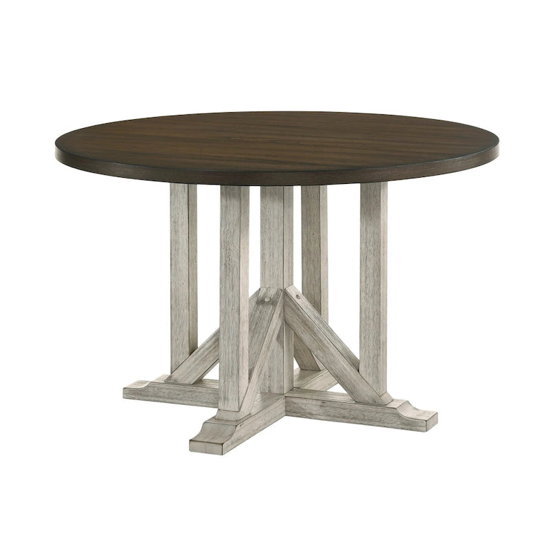 Ensemble de salle à manger 5 pièces Derry Farmhouse en bois massif blanc antique et chêne foncé, par Furniture of America