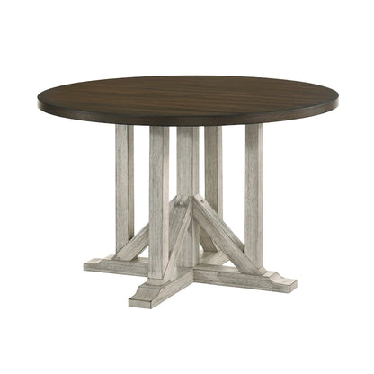 Ensemble de salle à manger 5 pièces Derry Farmhouse en bois massif blanc antique et chêne foncé, par Furniture of America