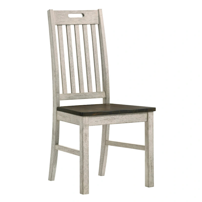 Ensemble de salle à manger 5 pièces Derry Farmhouse en bois massif blanc antique et chêne foncé, par Furniture of America