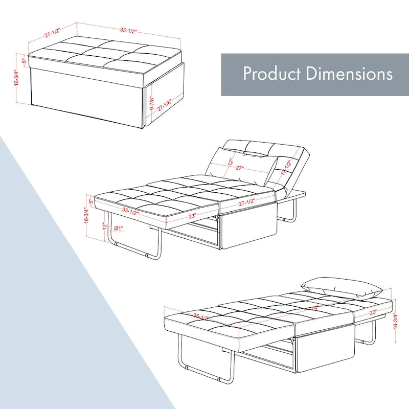 Pouf-futon convertible Hattie de Furniture of America