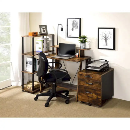 Bureau ACME Nypho en chêne vieilli et noir