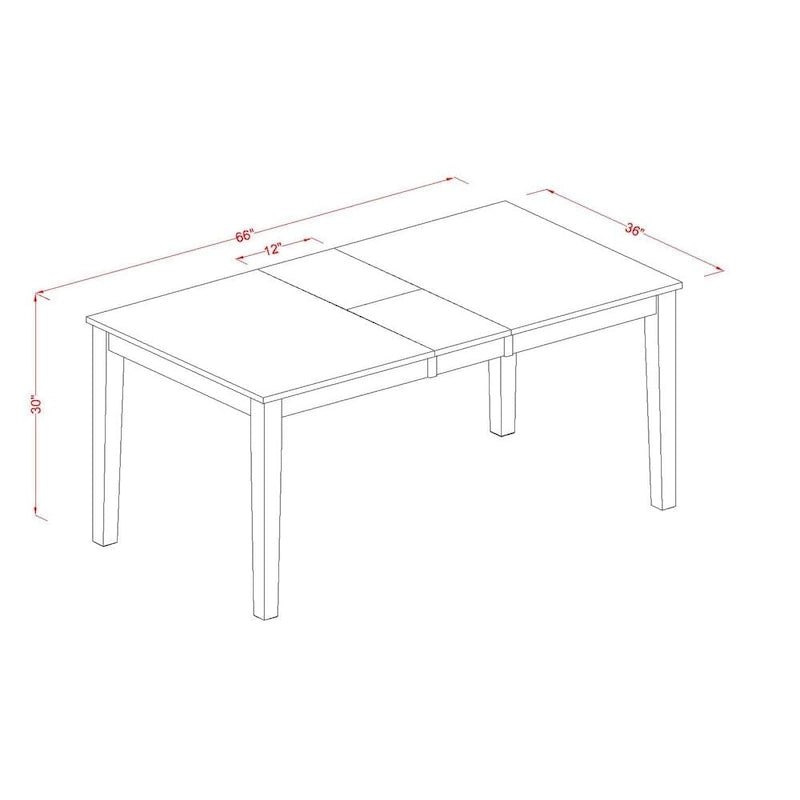 L'ensemble de table East West Furniture comprend une table à manger rectangulaire à rallonge papillon et des chaises de salle à manger (différents types d'assise disponibles).