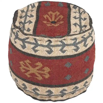 Pouf rembourré fait main en laine et jute