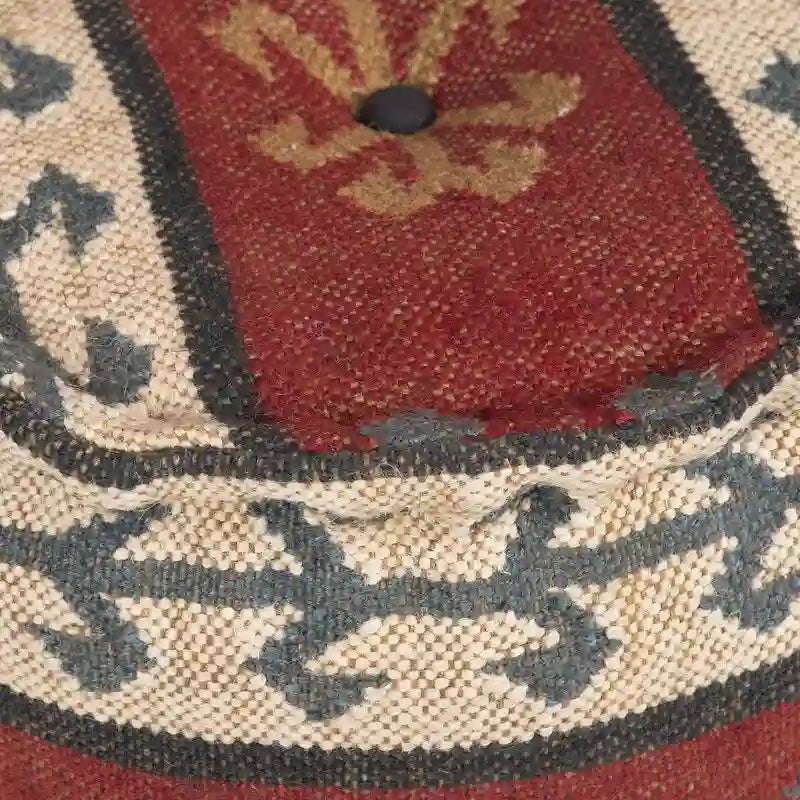 Pouf rembourré fait main en laine et jute