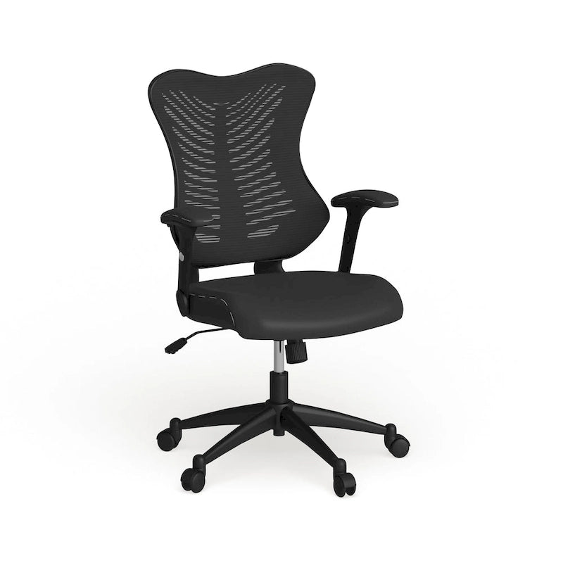 Fauteuil de bureau ergonomique pivotant à dossier haut design avec accoudoirs réglables