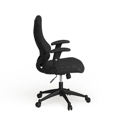 Fauteuil de bureau ergonomique pivotant à dossier haut design avec accoudoirs réglables
