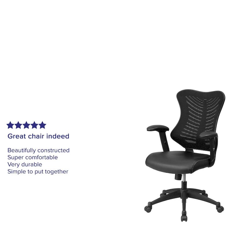 Fauteuil de bureau ergonomique pivotant à dossier haut design avec accoudoirs réglables