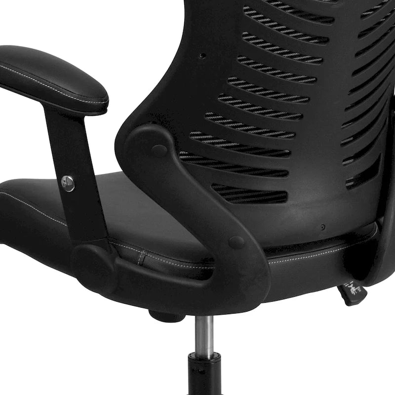 Fauteuil de bureau ergonomique pivotant à dossier haut design avec accoudoirs réglables