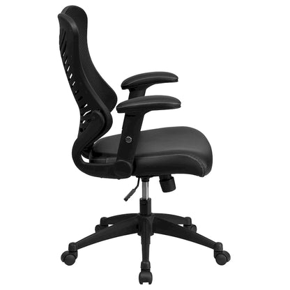 Fauteuil de bureau ergonomique pivotant à dossier haut design avec accoudoirs réglables