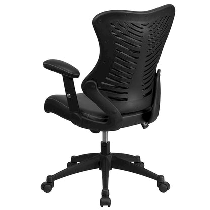 Fauteuil de bureau ergonomique pivotant à dossier haut design avec accoudoirs réglables