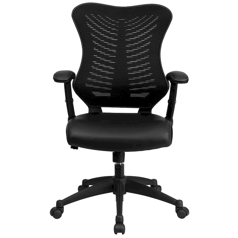 Fauteuil de bureau ergonomique pivotant à dossier haut design avec accoudoirs réglables