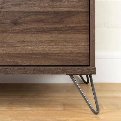 Commode Olvyn à 5 tiroirs, noyer naturel et anthracite