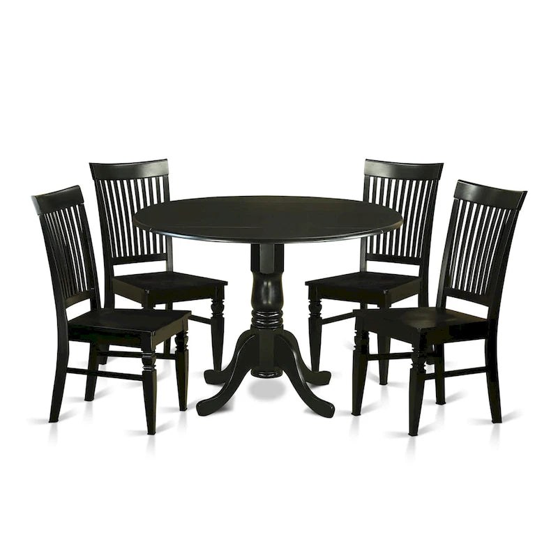 Ensemble de salle à manger 5 pièces East West Furniture : une table ronde avec abattant et 4 chaises de salle à manger (options de finition).