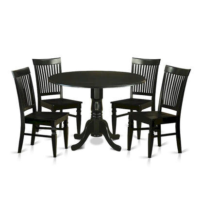 Ensemble de salle à manger 5 pièces East West Furniture : une table ronde avec abattant et 4 chaises de salle à manger (options de finition).