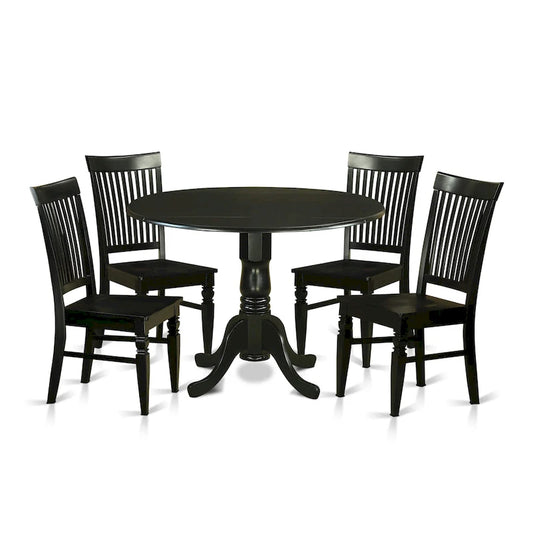 Ensemble de salle à manger 5 pièces East West Furniture : une table ronde avec abattant et 4 chaises de salle à manger (options de finition).