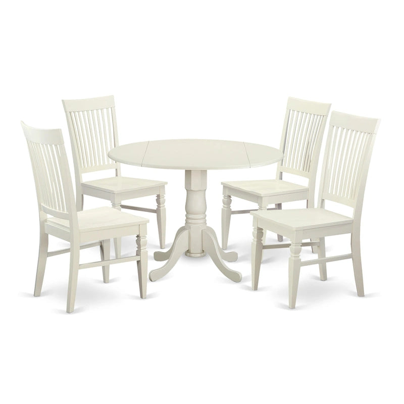 Ensemble de salle à manger 5 pièces East West Furniture : une table ronde avec abattant et 4 chaises de salle à manger (options de finition).