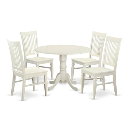 Ensemble de salle à manger 5 pièces East West Furniture : une table ronde avec abattant et 4 chaises de salle à manger (options de finition).