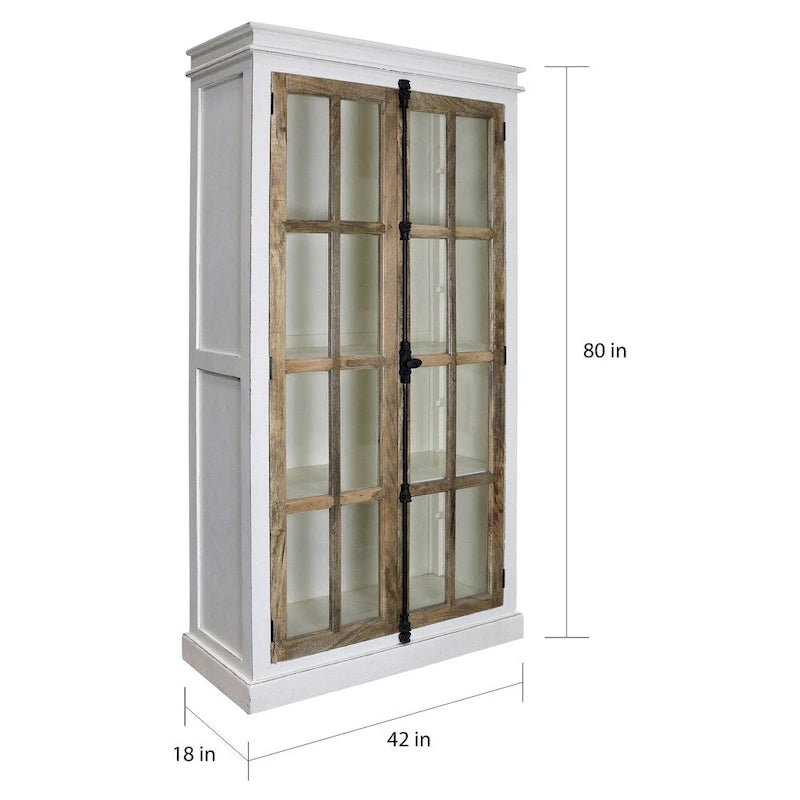 Vitrine en bois de manguier massif et verre trempé transparent The Gray Barn Upper Glen