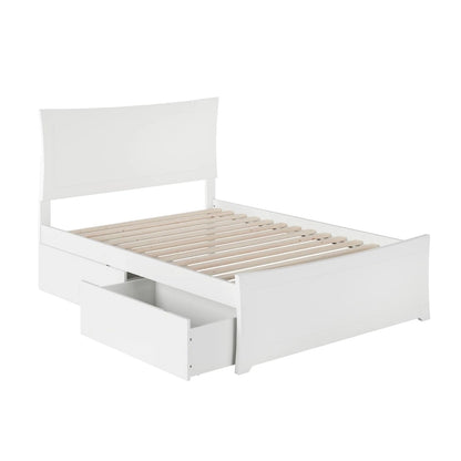 Lit plateforme Metro avec pied de lit et 2 tiroirs, blanc