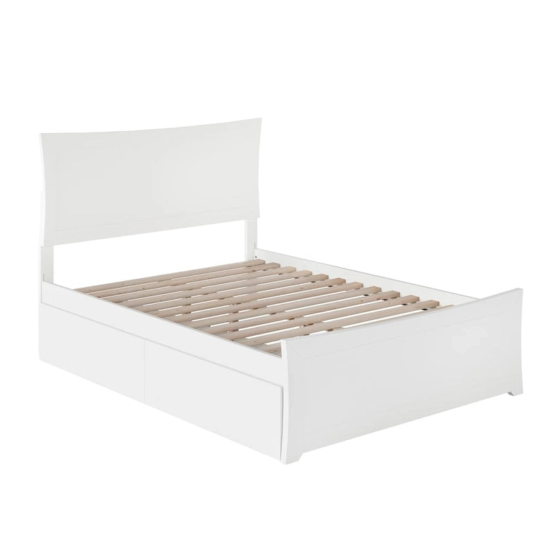 Lit plateforme Metro avec pied de lit et 2 tiroirs, blanc