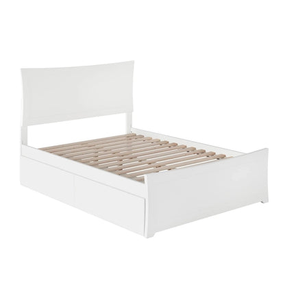 Lit plateforme Metro avec pied de lit et 2 tiroirs, blanc