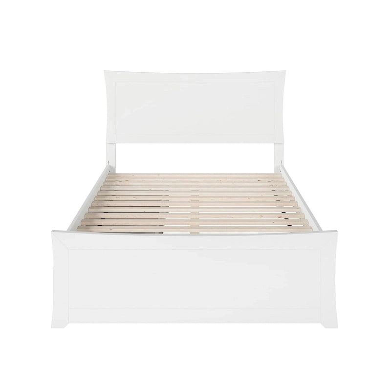 Lit plateforme Metro avec pied de lit et 2 tiroirs, blanc