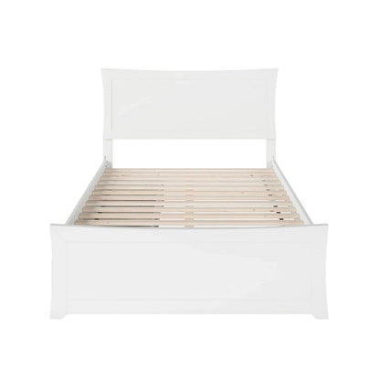 Lit plateforme Metro avec pied de lit et 2 tiroirs, blanc