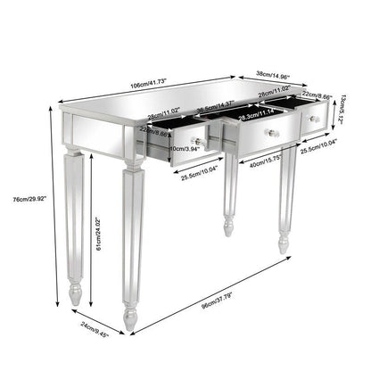 Table console avec miroir à 3 tiroirs