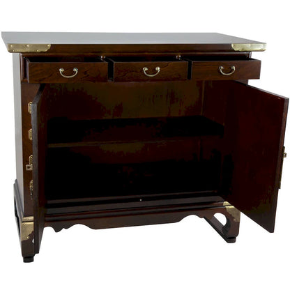 Petit buffet coréen antique à 3 tiroirs, fait main (Chine)